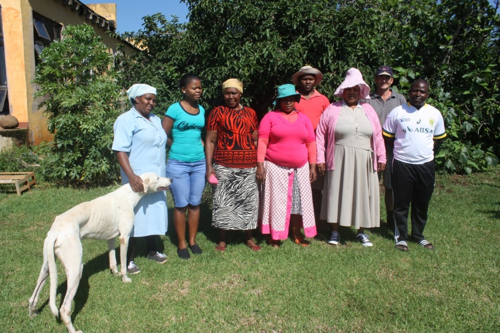 Left to right: GijimaName the dog, Makhosi Zondi, Sanele Mhlongo, Mrs Bangeni Mchunu, Mrs Duduzile Phungula, Mziwethu Khumalo, Mrs Nomusa Ngubane, Richard Haigh, Sandile Masondo